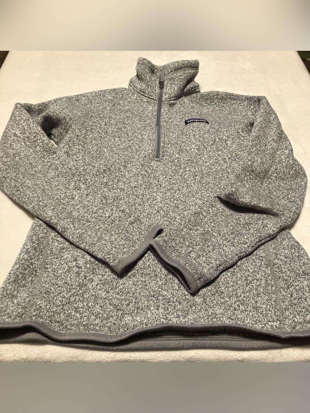 Patagonia Light Gray Fleece Hoodie with Logo Tag - Picture 1 of 4